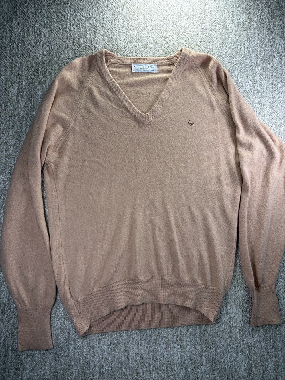 Dior Vintage Men's V-Neck Sweater in Light Brown